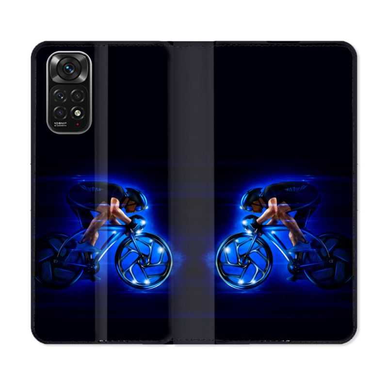 Housse Cuir Portefeuille Pour Xiaomi Redmi Note 11 / 11S Sport Cyclisme Bleu