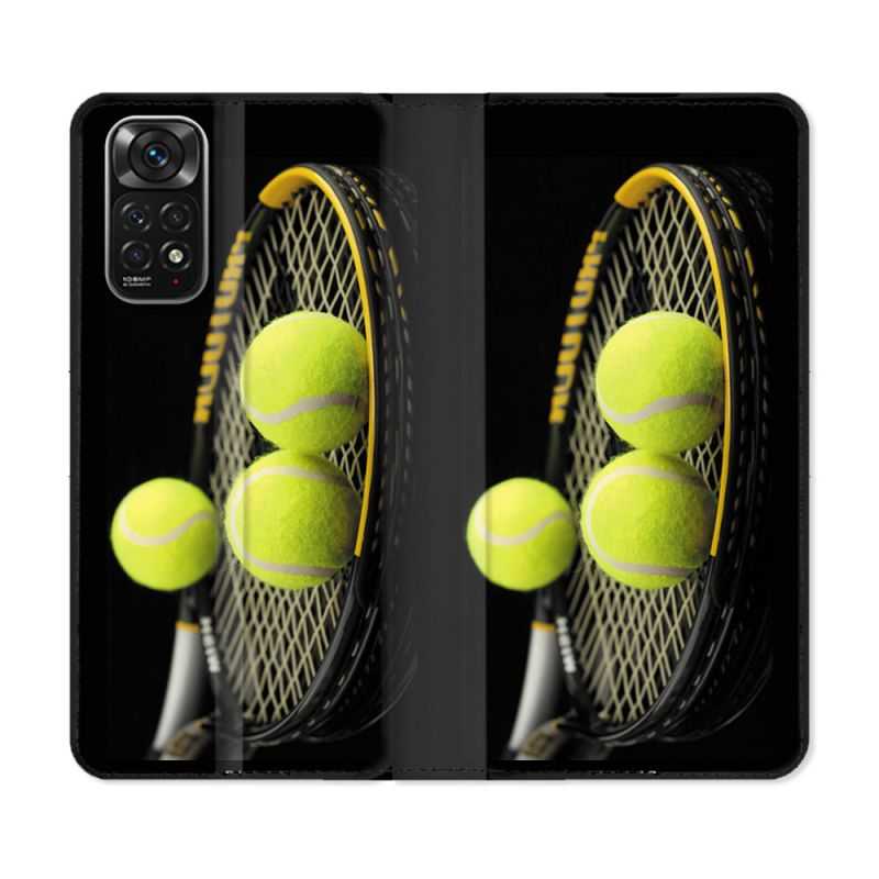 Housse Cuir Portefeuille Pour Xiaomi Redmi Note 11 / 11S Sport Tennis Balls