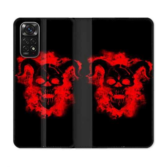 Housse Cuir Portefeuille Pour Xiaomi Redmi Note 11 / 11S Tete de Mort Diable