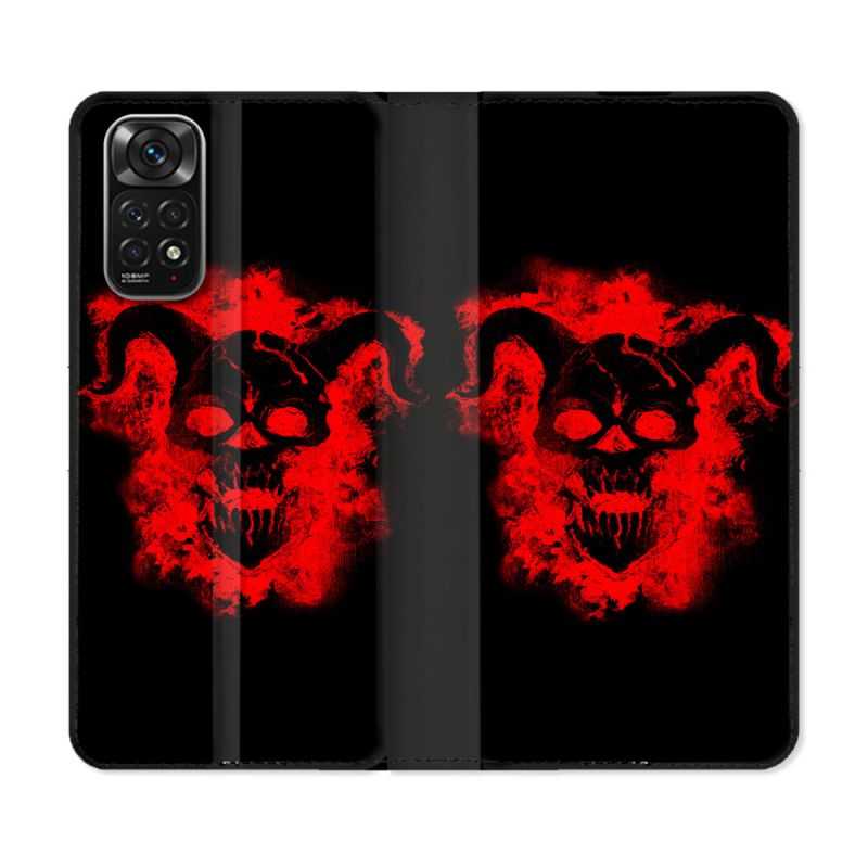 Housse Cuir Portefeuille Pour Xiaomi Redmi Note 11 / 11S Tete de Mort Diable