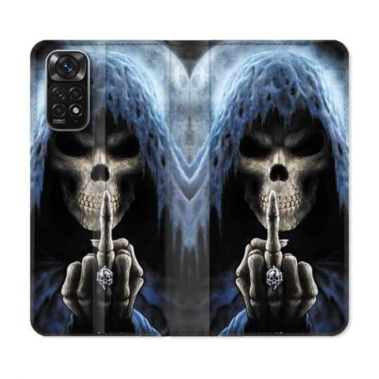Housse Cuir Portefeuille Pour Xiaomi Redmi Note 11 / 11S Tete de Mort Doigt