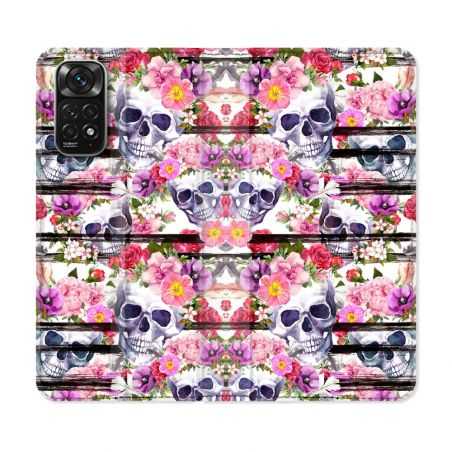 Housse Cuir Portefeuille Pour Xiaomi Redmi Note 11 / 11S Tete de Mort Pattern
