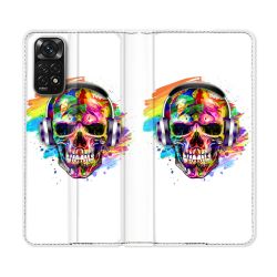 Housse Cuir Portefeuille Pour Xiaomi Redmi Note 11 / 11S Tete de Mort Tag