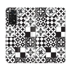 Housse Cuir Portefeuille Pour Xiaomi Redmi Note 11 / 11S Texture Carreau Ciment Noir