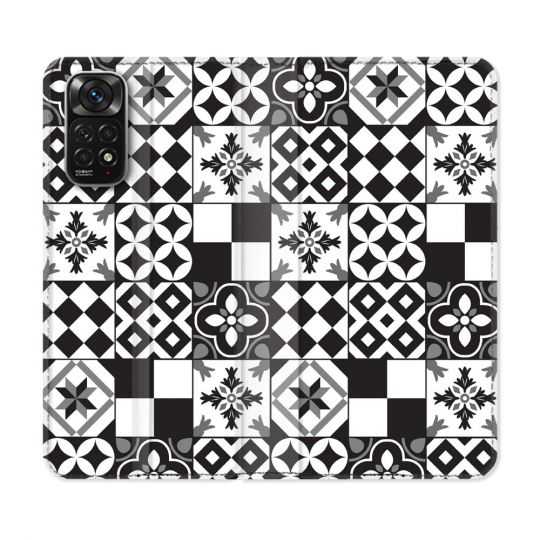 Housse Cuir Portefeuille Pour Xiaomi Redmi Note 11 / 11S Texture Carreau Ciment Noir