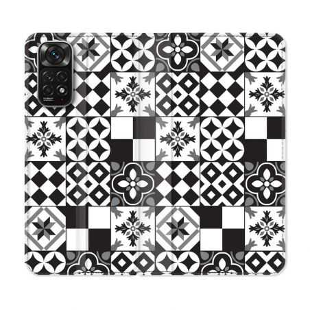 Housse Cuir Portefeuille Pour Xiaomi Redmi Note 11 / 11S Texture Carreau Ciment Noir