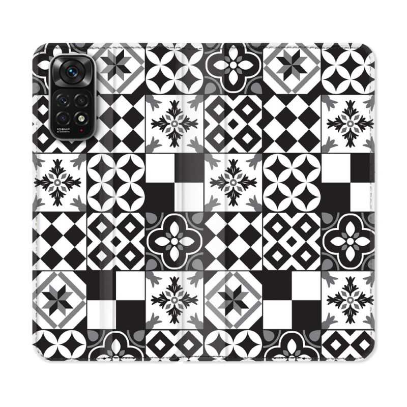 Housse Cuir Portefeuille Pour Xiaomi Redmi Note 11 / 11S Texture Carreau Ciment Noir