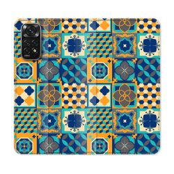 Housse Cuir Portefeuille Pour Xiaomi Redmi Note 11 / 11S Texture Carreau Ciment Orange