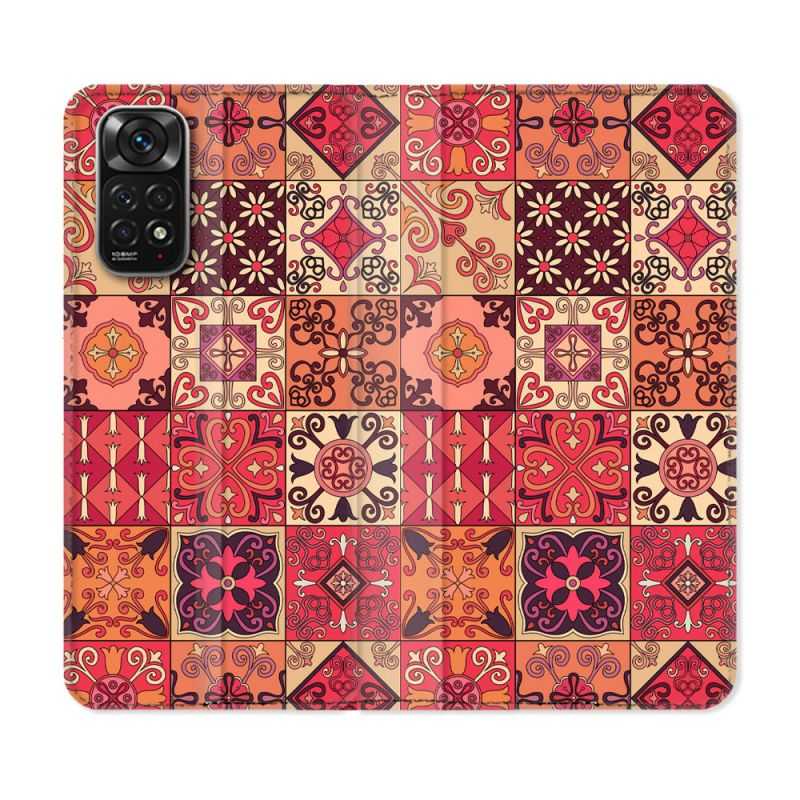 Housse Cuir Portefeuille Pour Xiaomi Redmi Note 11 / 11S Texture Carreau Ciment Rouge