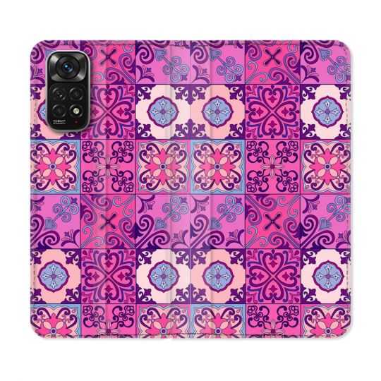 Housse Cuir Portefeuille Pour Xiaomi Redmi Note 11 / 11S Texture Carreau Ciment Violet