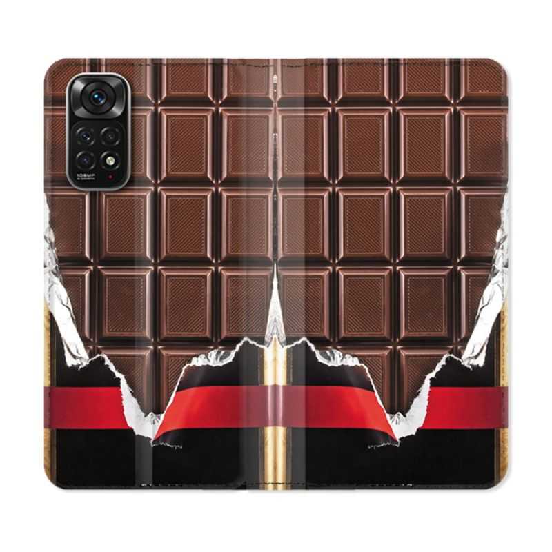 Housse Cuir Portefeuille Pour Xiaomi Redmi Note 11 / 11S Texture Trompe Oeil Chocolat
