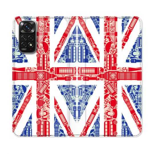 Housse Cuir Portefeuille Pour Xiaomi Redmi Note 11 / 11S Voyage Angleterre Blanc