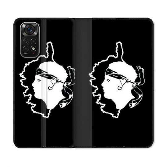 Housse Cuir Portefeuille Pour Xiaomi Redmi Note 11 / 11S Voyage Corse Noir