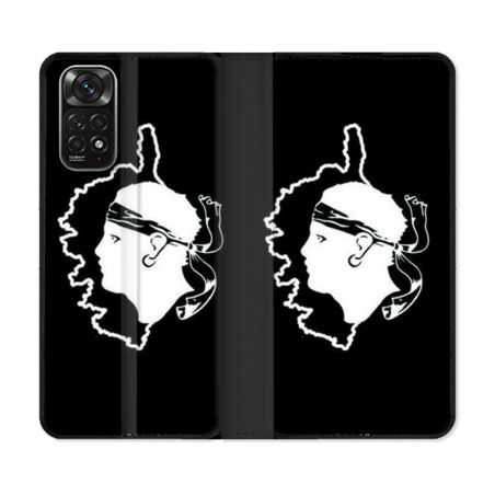 Housse Cuir Portefeuille Pour Xiaomi Redmi Note 11 / 11S Voyage Corse Noir