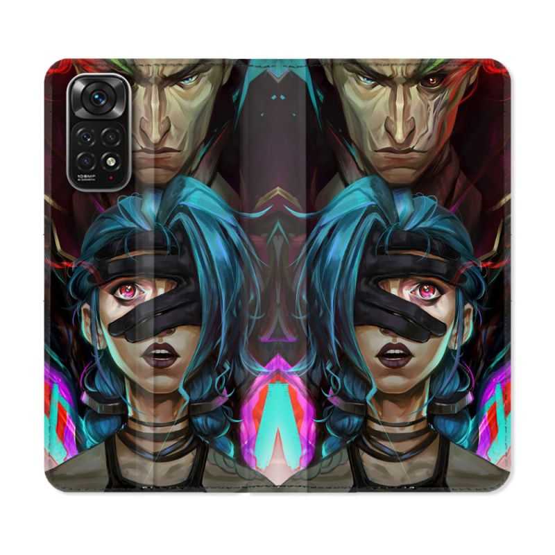 Housse Cuir Portefeuille Pour Xiaomi Redmi Note 11 / 11S Arcane Jynx Bleu