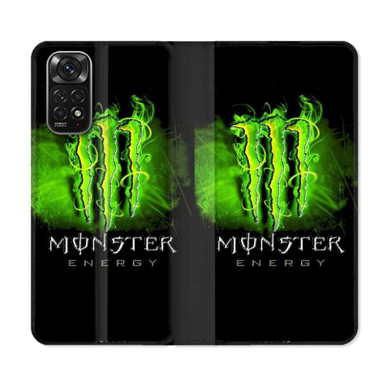 Housse Cuir Portefeuille Pour Xiaomi Redmi Note 11 / 11S Monster Energy Vert