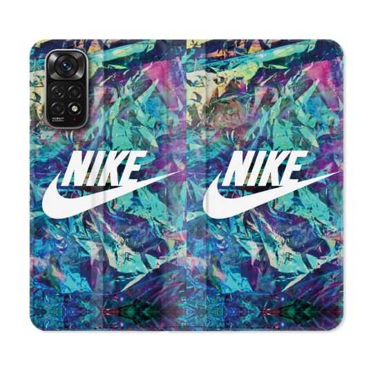 Housse Cuir Portefeuille Pour Xiaomi Redmi Note 11 / 11S Nike Turquoise