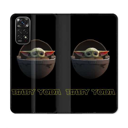 Housse Cuir Portefeuille Pour Xiaomi Redmi Note 11 / 11S Star Wars - Yoda bebe noir