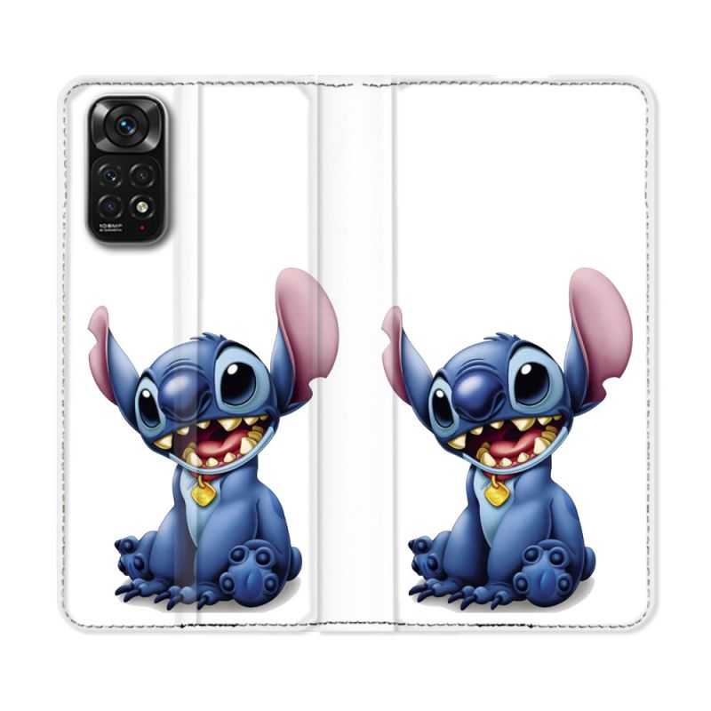 Housse Cuir Portefeuille Pour Xiaomi Redmi Note 11 / 11S Stitch Blanc