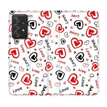 Housse Cuir Portefeuille Pour Samsung Galaxy A52 / A52S Amour Love