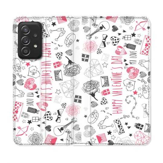 Housse Cuir Portefeuille Pour Samsung Galaxy A52 / A52S Amour Valentines