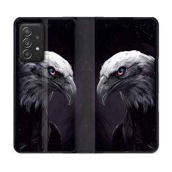 Housse Cuir Portefeuille Pour Samsung Galaxy A52 / A52S Animal Aigle Royal Noir