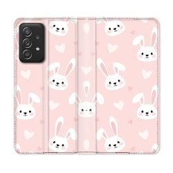 Housse Cuir Portefeuille Pour Samsung Galaxy A52 / A52S Animal Lapin Rose