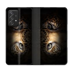 Housse Cuir Portefeuille Pour Samsung Galaxy A52 / A52S Animal Leopard Yeux