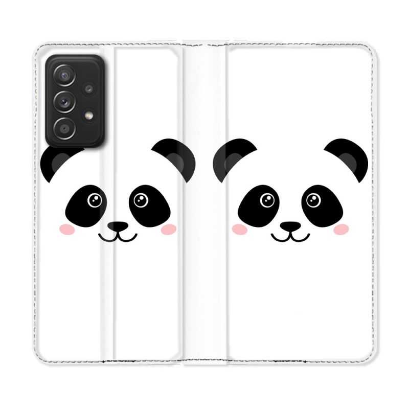 Housse Cuir Portefeuille Pour Samsung Galaxy A52 / A52S Animal Panda Blanc