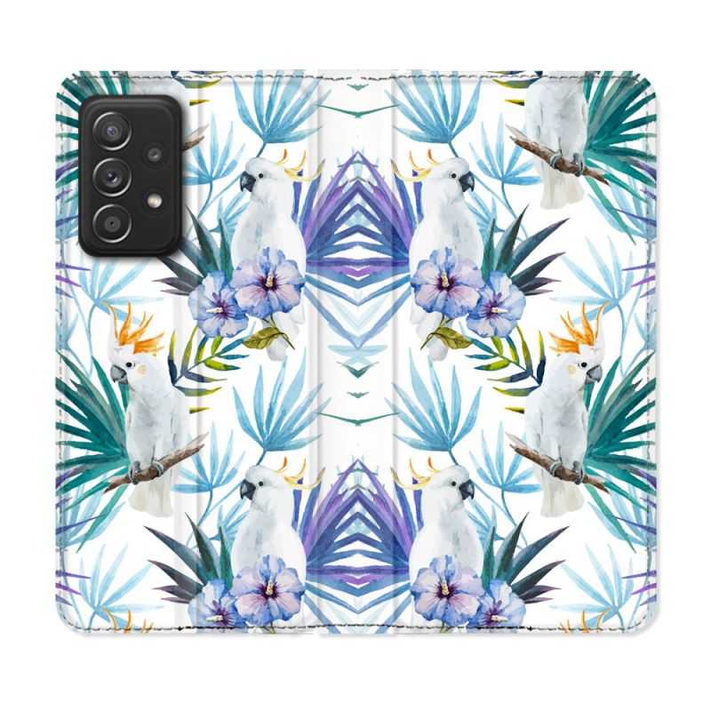 Housse Cuir Portefeuille Pour Samsung Galaxy A52 / A52S Animal Perroquet Peinture