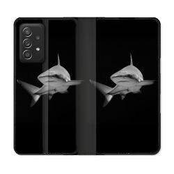 Housse Cuir Portefeuille Pour Samsung Galaxy A52 / A52S Animal Requin Sombre