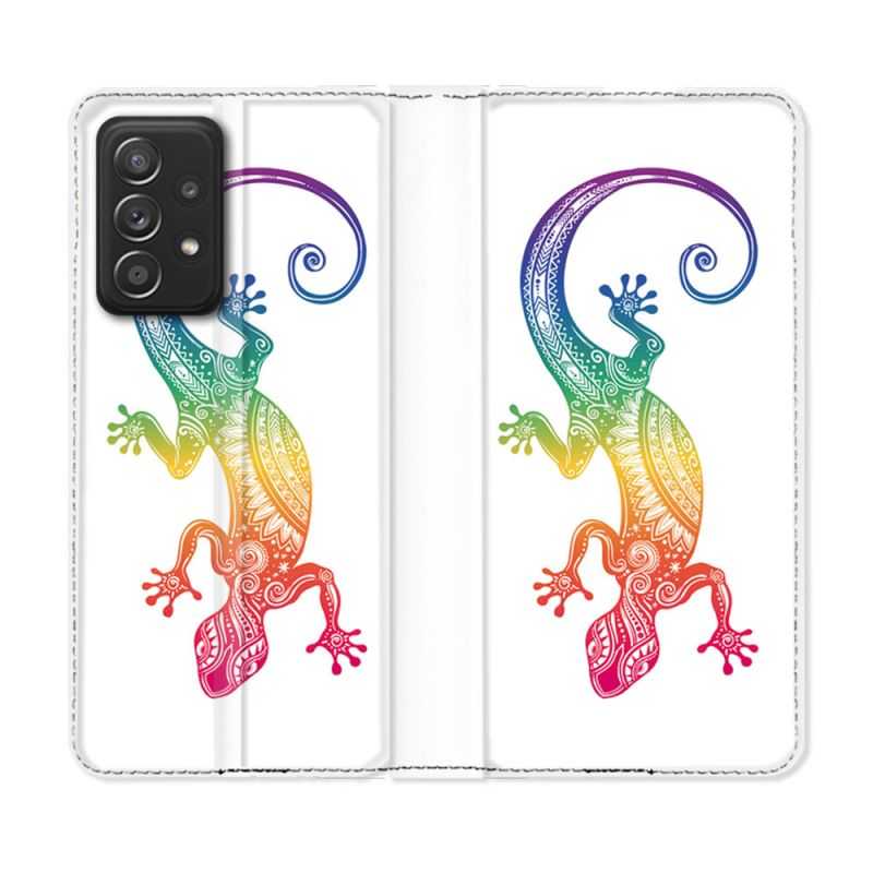 Housse Cuir Portefeuille Pour Samsung Galaxy A52 / A52S Animal Salamandre Color