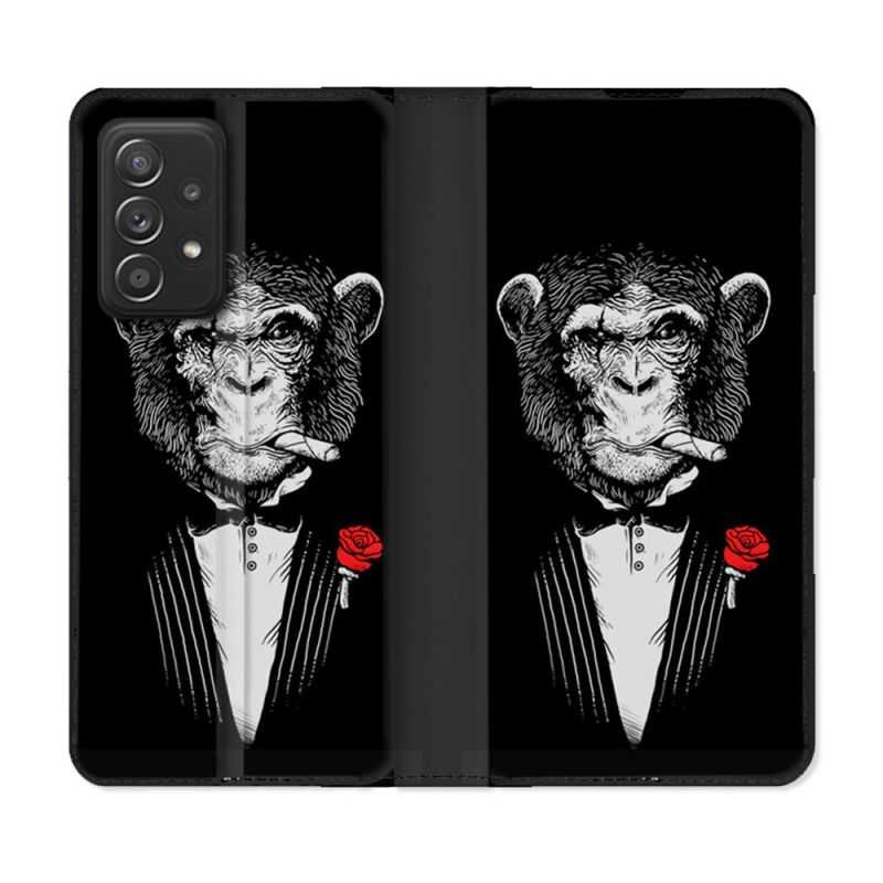 Housse Cuir Portefeuille Pour Samsung Galaxy A52 / A52S Decale Singe Mafia