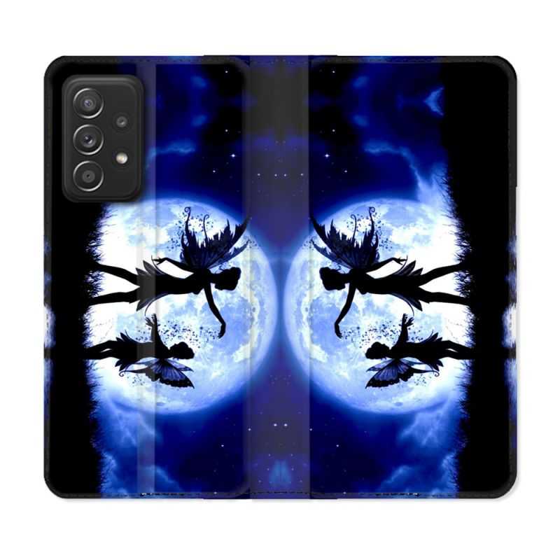Housse Cuir Portefeuille Pour Samsung Galaxy A52 / A52S Fantastique Fee Lune