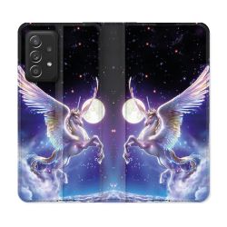 Housse Cuir Portefeuille Pour Samsung Galaxy A52 / A52S Fantastique Licorne Céleste