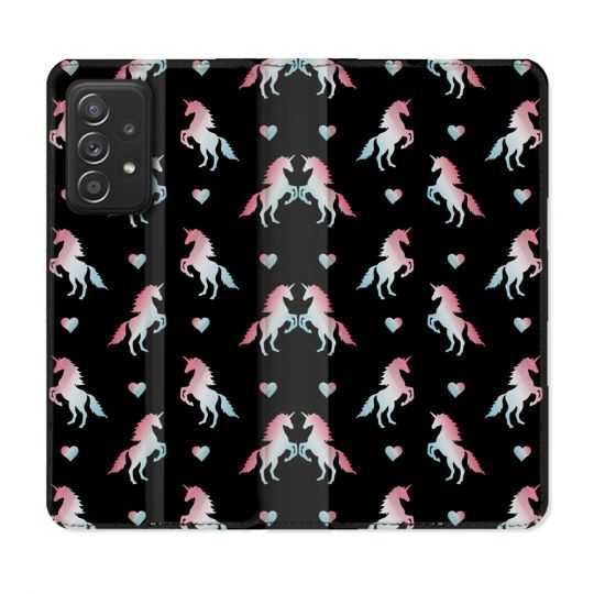 Housse Cuir Portefeuille Pour Samsung Galaxy A52 / A52S Fantastique Licorne Pattern
