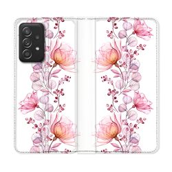 Housse Cuir Portefeuille Pour Samsung Galaxy A52 / A52S Fleur Eclosion