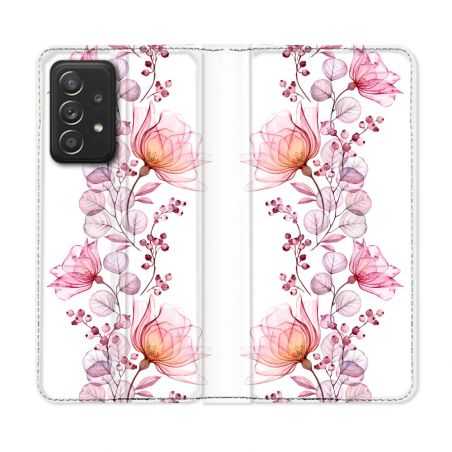 Housse Cuir Portefeuille Pour Samsung Galaxy A52 / A52S Fleur Eclosion