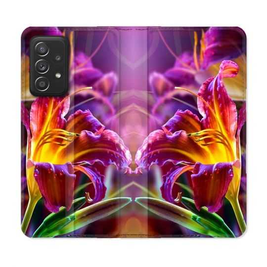 Housse Cuir Portefeuille Pour Samsung Galaxy A52 / A52S Fleur Lys Color
