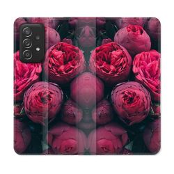 Housse Cuir Portefeuille Pour Samsung Galaxy A52 / A52S Fleur Pivoine