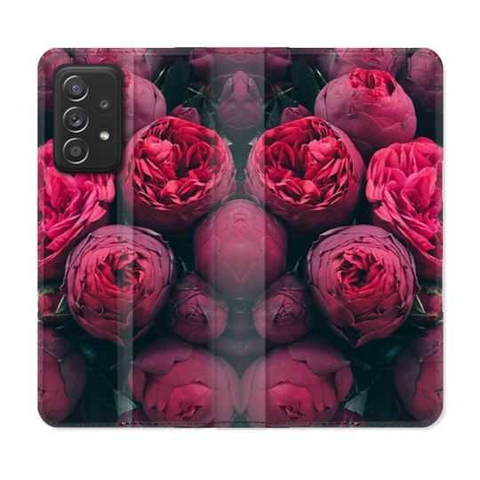 Housse Cuir Portefeuille Pour Samsung Galaxy A52 / A52S Fleur Pivoine
