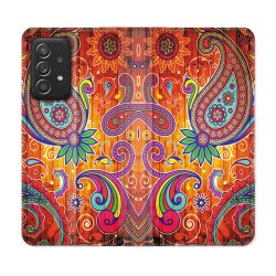 Housse Cuir Portefeuille Pour Samsung Galaxy A52 / A52S Fleur Psychedelic