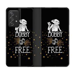 Housse Cuir Portefeuille Pour Samsung Galaxy A52 / A52S Harry Potter Dobby Free Noir