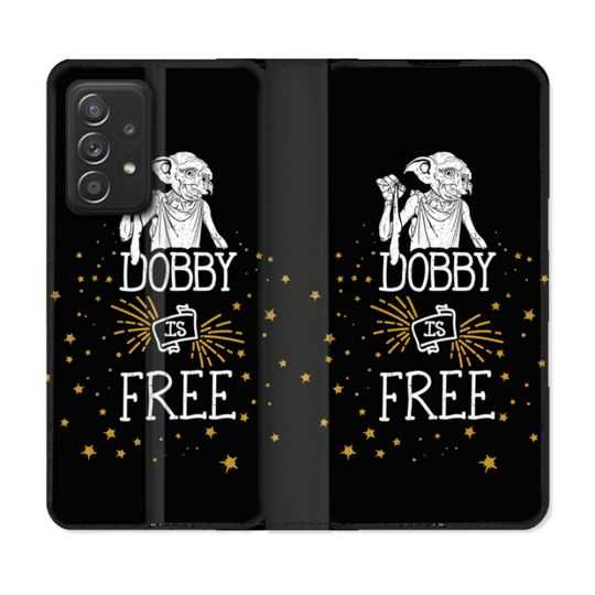 Housse Cuir Portefeuille Pour Samsung Galaxy A52 / A52S Harry Potter Dobby Free Noir