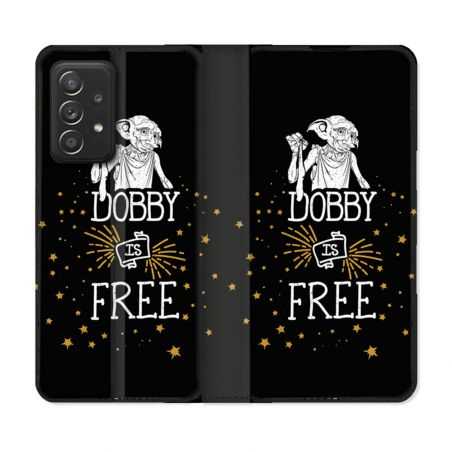 Housse Cuir Portefeuille Pour Samsung Galaxy A52 / A52S Harry Potter Dobby Free Noir