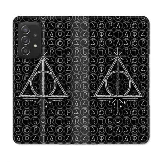 Housse Cuir Portefeuille Pour Samsung Galaxy A52 / A52S Harry Potter Hollows Triangle Noir