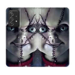 Housse Cuir Portefeuille Pour Samsung Galaxy A52 / A52S Horreur Chucky Cicatrice