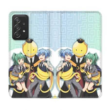 Housse Cuir Portefeuille Pour Samsung Galaxy A52 / A52S Manga Assassination Classroom Kuro Trio