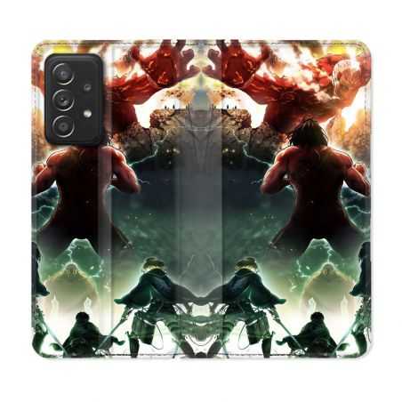 Housse Cuir Portefeuille Pour Samsung Galaxy A52 / A52S Manga Attaque Titans Combat
