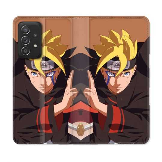 Housse Cuir Portefeuille Pour Samsung Galaxy A52 / A52S Manga Boruto Signe